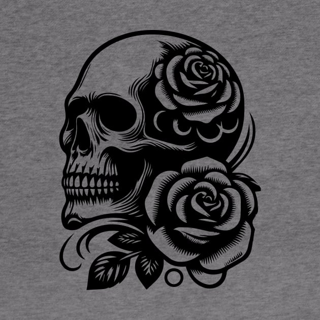 skull roses design by lkn